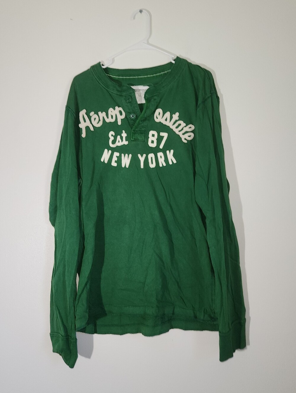 Men's Aeropostale Long Sleeve Henley Shirt - Green - Picture 5 of 5